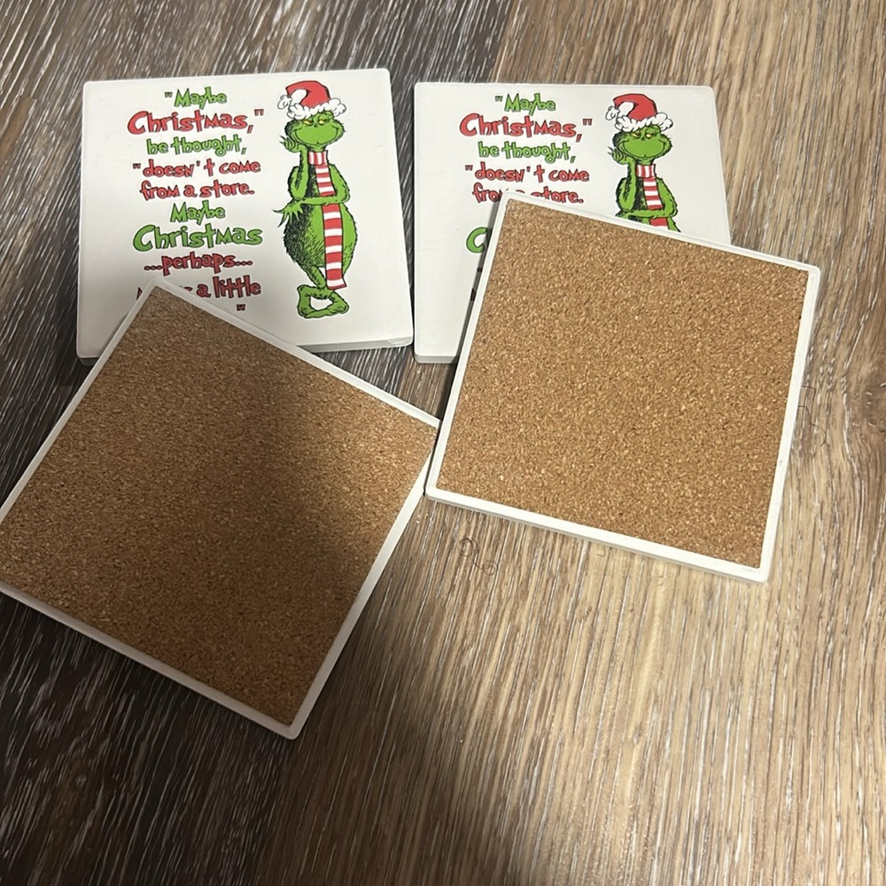 4pc grinch ceramic coaster set